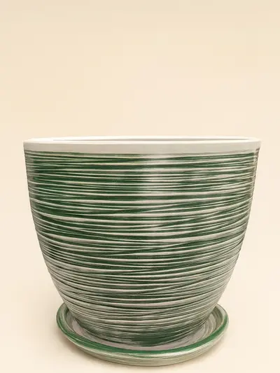 Yeşil Çizgili Sırlı No 4 Ø27cm -  Saksilar - Lalezar Botanik